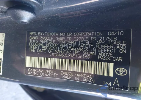 2010 Toyota Prius Iii z USA, uszkodzony, nr VIN JTDKN3DUXA5156169
